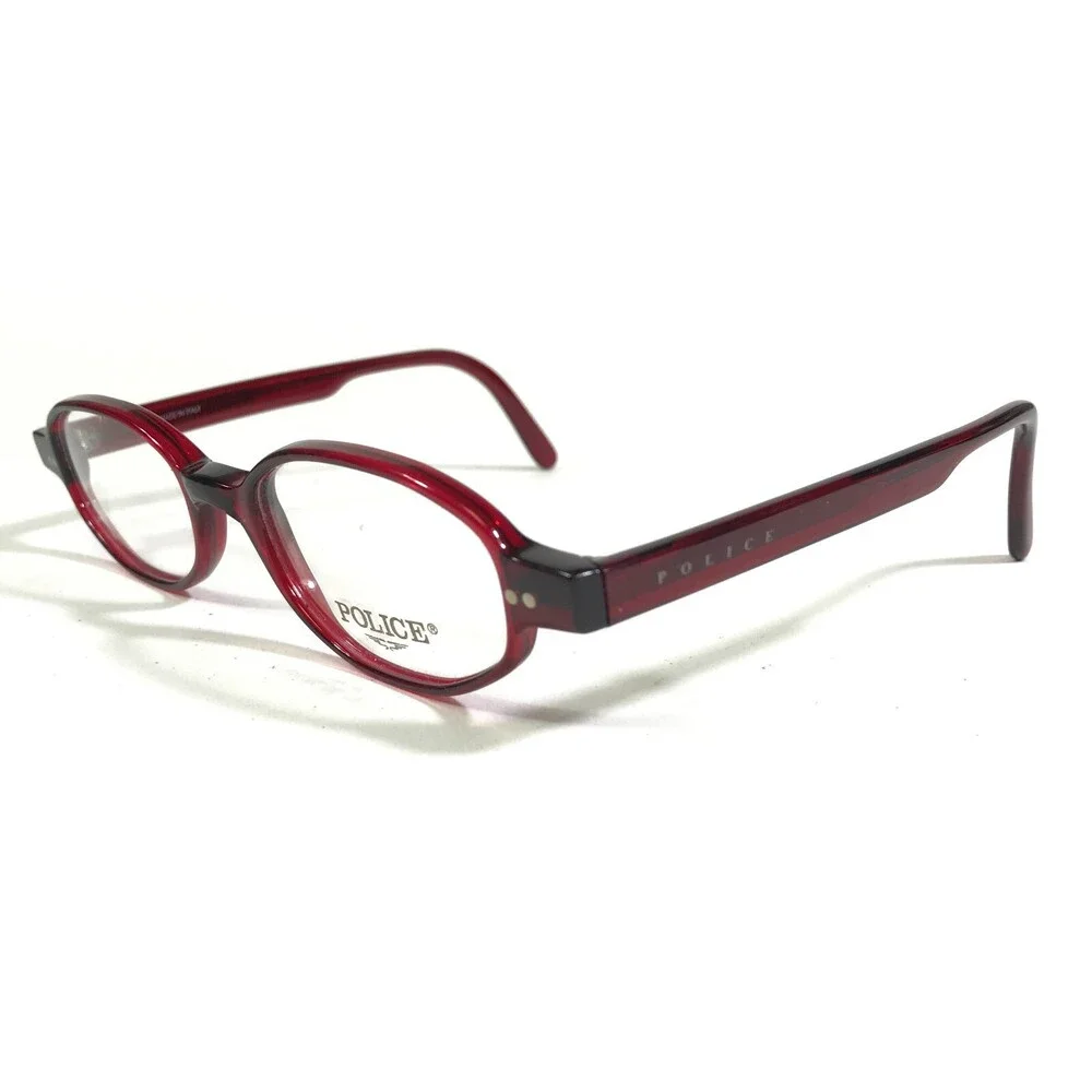 Police Eyeglasses Frames MOD.1234 COL. 848 Red Round Horn Rim Oval 46-20-125